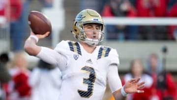 Nov 21, 2015; Salt Lake City, UT, USA; UCLA Bruins quarterback Josh Rosen (3) passes the ball during the second half against the Utah Utes at Rice-Eccles Stadium. UCLA won 17-9. Mandatory Credit: Russ Isabella-USA TODAY Sports