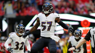 ATLANTA, GA - DECEMBER 02: C.J. Mosley #57 of the Baltimore Ravens reacts after a defensive stop against the Atlanta Falcons at Mercedes-Benz Stadium on December 2, 2018 in Atlanta, Georgia. (Photo by Kevin C. Cox/Getty Images)