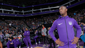 SACRAMENTO, CA - DECEMBER 1: Harry Giles #20 of the Sacramento Kings looks on during the game against the Indiana Pacers on December 1, 2018 at Golden 1 Center in Sacramento, California. NOTE TO USER: User expressly acknowledges and agrees that, by downloading and or using this photograph, User is consenting to the terms and conditions of the Getty Images Agreement. Mandatory Copyright Notice: Copyright 2018 NBAE (Photo by Rocky Widner/NBAE via Getty Images)