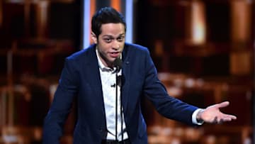 LOS ANGELES, CA - AUGUST 27: Actor Pete Davidson speaks onstage at The Comedy Central Roast of Rob Lowe at Sony Studios on August 27, 2016 in Los Angeles, California. The Comedy Central Roast of Rob Lowe will premiere on September 5, 2016 at 10:00 p.m. ET/PT. (Photo by Alberto E. Rodriguez/Getty Images)