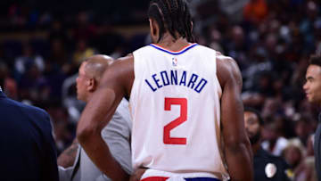 PHOENIX, AZ - OCTOBER 26: A close-up view of the back of Kawhi Leonard #2 of the LA Clippers jersey during a game against the Phoenix Suns on October 26, 2019 at Talking Stick Resort Arena in Phoenix, Arizona. NOTE TO USER: User expressly acknowledges and agrees that, by downloading and or using this photograph, user is consenting to the terms and conditions of the Getty Images License Agreement. Mandatory Copyright Notice: Copyright 2019 NBAE (Photo by Michael Gonzales/NBAE via Getty Images)