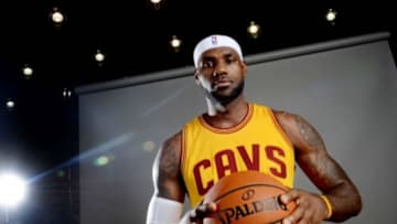 Sep 26, 2014; Cleveland, OH, USA; Cleveland Cavaliers forward LeBron James (23) during media day at Cleveland Clinic Courts. Mandatory Credit: Ken Blaze-USA TODAY Sports