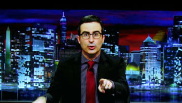 BEVERLY HILLS, CA - AUGUST 08: John Oliver accepts the TCA Award for Outstanding Achievement in News and Information for 'Last Week Tonight with John Oliver; via video at the 31st annual Television Critics Association Awards at The Beverly Hilton Hotel on August 8, 2015 in Beverly Hills, California. (Photo by Frederick M. Brown/Getty Images)