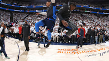 Russell Westbrook, Jerami Grant OKC Thunder, (Photo by Melissa Majchrzak/NBAE via Getty Images)