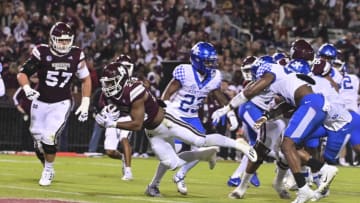One of 3 Mississippi State rushing touchdowns. (Credit: Matt Bush-USA TODAY Sports)