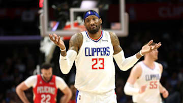 LOS ANGELES, CALIFORNIA - APRIL 03: Robert Covington #23 of the LA Clippers reacts after a three point shot during the second half of a game against the New Orleans Pelicans at Crypto.com Arena on April 03, 2022 in Los Angeles, California. NOTE TO USER: User expressly acknowledges and agrees that, by downloading and/or using this Photograph, user is consenting to the terms and conditions of the Getty Images License Agreement. Mandatory Copyright Notice: Copyright 2022 NBAE (Photo by Sean M. Haffey/Getty Images)