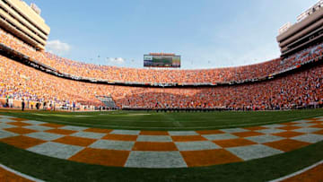 KNOXVILLE, TN - SEPTEMBER 15: A view of the inside of Neyland Stadium during a game between the Florida Gators and Tennessee Volunteers on September 15, 2012 in Knoxville, Tennessee. (Photo by John Sommers II/Getty Images)