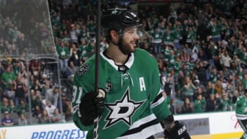 DALLAS, TX - JANUARY 6: Tyler Seguin #91 of the Dallas Stars celebrates a goal against the Edmonton Oilers at the American Airlines Center on January 6, 2018 in Dallas, Texas. (Photo by Glenn James/NHLI via Getty Images)