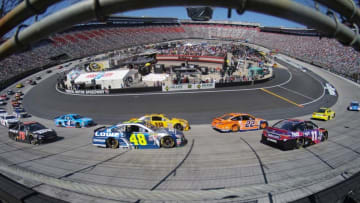 Apr 17, 2016; Bristol, TN, USA; General wide angle view during the start of the NASCAR Food City 500 at Bristol Motor Speedway. Mandatory Credit: Randy Sartin-USA TODAY Sports