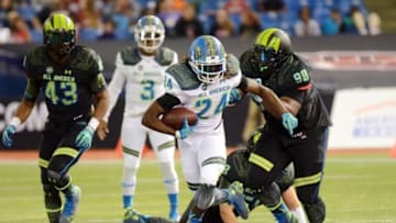 Jan 2, 2015; St. Petersburg, FL, USA; Team Highlight running back Ronald Jones II (24) runs the ball against Team Armour during the second half of the 2015 Under Armour All-America Game at Tropicana Field.Team Highlight defeated Team Armour 46-6. Mandatory Credit: Jonathan Dyer-USA TODAY Sports