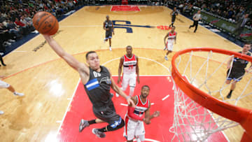 WASHINGTON, DC -  MARCH 5: Aaron Gordon #00 of the Orlando Magic goes up for a dunk during a game against the Washington Wizards on March 5, 2017 at Verizon Center in Washington, DC. NOTE TO USER: User expressly acknowledges and agrees that, by downloading and/or using this photograph, user is consenting to the terms and conditions of the Getty Images License Agreement. Mandatory Copyright Notice: Copyright 2017 NBAE (Photo by Ned Dishman/NBAE via Getty Images)