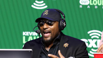 MIAMI, FLORIDA - JANUARY 31: Former NFL player Ray Lewis speak onstage (Photo by Cindy Ord/Getty Images for SiriusXM )