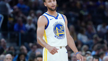 SAN FRANCISCO, CALIFORNIA - OCTOBER 10: Stephen Curry #30 of the Golden State Warriors looks on against the Minnesota Timberwolves during an NBA basketball game at Chase Center on October 10, 2019 in San Francisco, California. NOTE TO USER: User expressly acknowledges and agrees that, by downloading and or using this photograph, User is consenting to the terms and conditions of the Getty Images License Agreement. (Photo by Thearon W. Henderson/Getty Images)