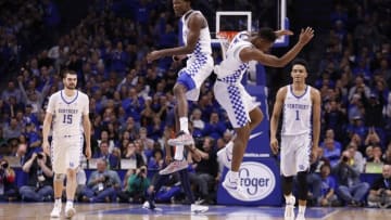 Nov 25, 2016; Lexington, KY, USA; Kentucky Wildcats guard Malik Monk (5) and guard De