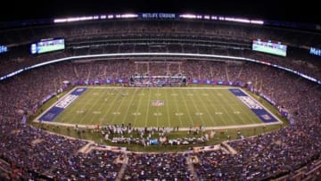 Aug 22, 2015; East Rutherford, NJ, USA; A general view of an NFL game between the New York Giants and Jacksonville Jaguars during the first half at MetLife Stadium. Mandatory Credit: Danny Wild-USA TODAY Sports
