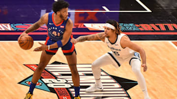 Detroit Pistons forward Saddiq Bey (41) handles the ball against Memphis Grizzlies forward Brandon Clarke Credit: Justin Ford-USA TODAY Sports