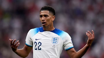 AL KHOR, QATAR - NOVEMBER 25: Jude Bellingham of England reacts during the FIFA World Cup Qatar 2022 Group B match between England and USA at Al Bayt Stadium on November 25, 2022 in Al Khor, Qatar. (Photo by Juan Luis Diaz/Quality Sport Images/Getty Images)