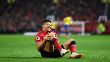 MANCHESTER, ENGLAND - MARCH 02: Alexis Sanchez of Manchester United reacts during the Premier League match between Manchester United and Southampton FC at Old Trafford on March 02, 2019 in Manchester, United Kingdom. (Photo by Shaun Botterill/Getty Images)