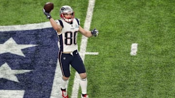MINNEAPOLIS, MN - FEBRUARY 04: Danny Amendola #80 of the New England Patriots attempts a pass to Tom Brady (not pictured) during the second quarter against the Philadelphia Eagles in Super Bowl LII at U.S. Bank Stadium on February 4, 2018 in Minneapolis, Minnesota. (Photo by Christian Petersen/Getty Images)