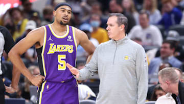 INDIANAPOLIS, INDIANA - NOVEMBER 24: Camelo Anthony #7 of the Los Angeles Lakers shoots the ball against the Indiana Pacers at Gainbridge Fieldhouse on November 24, 2021 in Indianapolis, Indiana. NOTE TO USER: User expressly acknowledges and agrees that, by downloading and or using this Photograph, user is consenting to the terms and conditions of the Getty Images License Agreement. (Photo by Andy Lyons/Getty Images) (Photo by Andy Lyons/Getty Images)