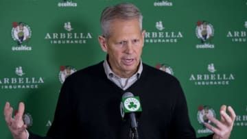 BOSTON, MA - DECEMBER 19: Danny Ainge, President of Basketball Operations for the Boston Celtics, commented on the Rajon Rondo trade at TD Garden in Boston, Friday, Dec. 19, 2014. (Photo by Matthew J. Lee/The Boston Globe via Getty Images)