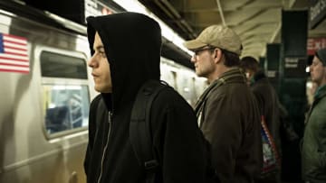 MR. ROBOT -- "Unauthorized" Episode 401 -- Pictured: (l-r) Rami Malek as Elliot Alderson, Christian Slater as Mr. Robot -- (Photo by: Elizabeth Fisher/USA Network)