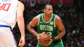 LOS ANGELES, CA - MARCH 11: Al Horford #42 of the Boston Celtics handles the ball during the game against the LA Clippers on March 11, 2019 at STAPLES Center in Los Angeles, California. NOTE TO USER: User expressly acknowledges and agrees that, by downloading and/or using this Photograph, user is consenting to the terms and conditions of the Getty Images License Agreement. Mandatory Copyright Notice: Copyright 2019 NBAE (Photo by Andrew D. Bernstein/NBAE via Getty Images)