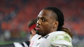 Jan 11, 2016; Glendale, AZ, USA; Alabama Crimson Tide running back Derrick Henry (2) against the Clemson Tigers in the 2016 CFP National Championship at University of Phoenix Stadium. Mandatory Credit: Mark J. Rebilas-USA TODAY Sports
