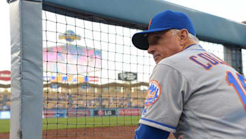 May 12, 2016; Los Angeles, CA, USA; New York Mets manager Terry Collins (10) looks on from the dugout before the start of the game against the New York Mets at Dodger Stadium. Mandatory Credit: Jayne Kamin-Oncea-USA TODAY Sports