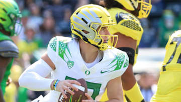 Former Auburn football QB Bo Nix could replace Tua Tagovailoa on the Dolphins according to NFL Mocks (Photo by Abbie Parr/Getty Images)