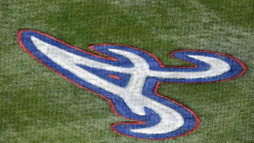 LAKE BUENA VISTA, FLORIDA - MARCH 23: The Atlanta Braves logo is painted on the field at Champion stadium during a spring training game between the Atlanta Braves and the New York Mets on March 23, 2019 in Lake Buena Vista, Florida. (Photo by Julio Aguilar/Getty Images)