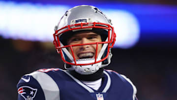FOXBOROUGH, MA - JANUARY 13: Chris Hogan #15 of the New England Patriots reacts during the AFC Divisional Playoff game against the Tennessee Titans at Gillette Stadium on January 13, 2018 in Foxborough, Massachusetts. (Photo by Maddie Meyer/Getty Images)
