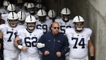 MINNEAPOLIS, MINNESOTA - NOVEMBER 09: Head coach James Franklin of the Penn State Nittany Lions walks his team onto the field before playing against the Minnesota Golden Gophers at TCFBank Stadium on November 09, 2019 in Minneapolis, Minnesota. (Photo by Hannah Foslien/Getty Images)