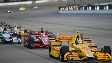 Jul 18, 2015; Newton, IA, USA; IndyCar Series driver Ryan Hunter-Reay (28) during the Iowa Corn 300 at Iowa Speedway. Mandatory Credit: Mike DiNovo-USA TODAY Sports