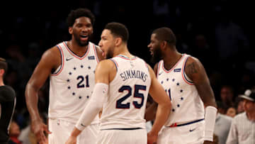 Joel Embiid, Ben Simmons, James Ennis | Philadelphia 76ers (Photo by Elsa/Getty Images)
