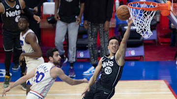 PHILADELPHIA, PA - APRIL 14: Landry Shamet #20 of the Brooklyn Nets (Photo by Mitchell Leff/Getty Images)