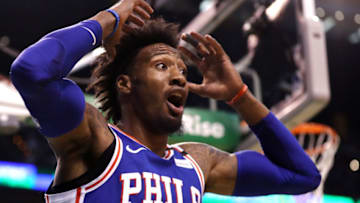 BOSTON, MA - MAY 9: Robert Covington #33 of the Philadelphia 76ers reacts to a foul called against him during Game Five of the Eastern Conference Second Round against the Boston Celtics in the 2018 NBA Playoffs at TD Garden on May 9, 2018 in Boston, Massachusetts. (Photo by Maddie Meyer/Getty Images)