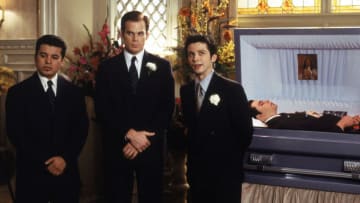 UNDATED PHOTO: Actors Jacob Vargas (L), Michael C. Hall (C) and Freddy Rodriguez (R) are shown in a scene from the HBO series "Six Feet Under". The series, about a family who owns a funeral home received 23 Emmy nominations, including for best dramatic series, by the Academy of Television Arts and Sciences July 18, 2002 in Los Angeles, California. (Photo by HBO/Getty Images)