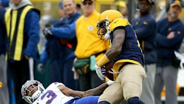 GREEN BAY, WI - SEPTEMBER 30: Ha Ha Clinton-Dix #21 of the Green Bay Packers intercepts a pass intended for Kelvin Benjamin #13 of the Buffalo Bills during the third quarter of a game at Lambeau Field on September 30, 2018 in Green Bay, Wisconsin. (Photo by Dylan Buell/Getty Images)