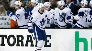 BOSTON, MA - APRIL 25: Toronto Maple Leafs left wing Patrick Marleau (12) skates by the bench after scoring during Game 7 of the First Round for the 2018 Stanley Cup Playoffs between the Boston Bruins and the Toronto Maple Leafs on April 25, 2018, at TD Garden in Boston, Massachusetts. The Bruins defeated the Maple Leafs 7-4 to advance to the next round. (Photo by Fred Kfoury III/Icon Sportswire via Getty Images)