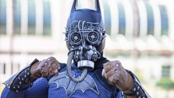 SAN DIEGO, CALIFORNIA - JULY 26: Cosplayer Shawn Richter as Steampunk Batman poses at the Comic-Con Shrine on July 26, 2020 in San Diego, California. 2020 Comic-Con International will occur as a virtual event, Comic-Con@Home, due the coronavirus. (Photo by Daniel Knighton/Getty Images)