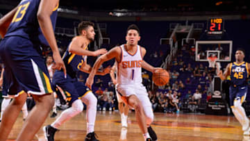 PHOENIX, AZ - OCTOBER 9: Devin Booker (Photo by Barry Gossage/NBAE via Getty Images)