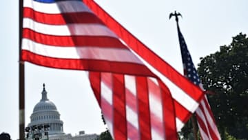 US flags are seen near the Mall in Washington, DC on July 3, 2018, a day ahead of the Independence Day holiday celebrated in the US. (Photo by MANDEL NGAN / AFP) (Photo credit should read MANDEL NGAN/AFP/Getty Images)