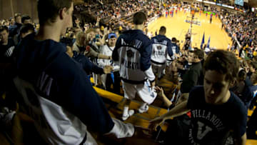VILLANOVA, PA - JANUARY 18: The Villanova Wildcats enter the court from the student section prior to the game against the DePaul Blue Demons on January 18, 2014 at the Pavilion in Villanova, Pennsylvania. (Photo by Mitchell Leff/Getty Images)