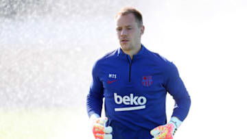 BARCELONA, SPAIN - MAY 23: Marc-Andre Ter Stegen of FC Barcelona jogs during a training session at Ciutat Esportiva Joan Gamper on May 23, 2020 in Barcelona, Spain. Spanish LaLiga (Photo by Handout/FC Barcelona via Getty Images)