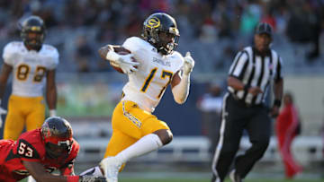 CHICAGO, IL - SEPTEMBER 30: Grambling State Tigerswide receiver Darrell Clark (17) in action between the Clark Atlanta Panthers and Grambling State Tigers on September 30, 2017 at Soldier Field Stadium in Chicago, IL. (Photo by Jerome Lynch/Icon Sportswire via Getty Images)