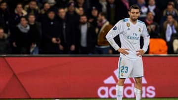 PARIS, FRANCE - MARCH 06: Mateo Kovacic of Real Madrid reacts after fouling Angel Di Maria of Paris Saint-Germain during the UEFA Champions League Round of 16 Second Leg match between Paris Saint-Germain and Real Madrid at Parc des Princes on March 6, 2018 in Paris, France. (Photo by Manuel Queimadelos Alonso/Getty Images)