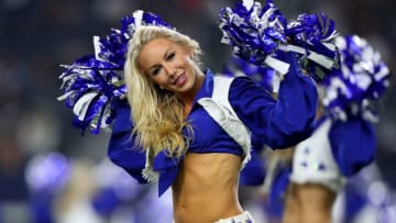 ARLINGTON, TX - AUGUST 19: The Dallas Cowboys Cheerleaders perform during the fourth quarter as the Dallas Cowboys take on the Indianapolis Colts in a Preseason game at AT