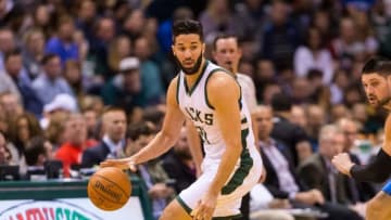 Apr 1, 2016; Milwaukee, WI, USA; Milwaukee Bucks guard Greivis Vasquez (21) during the game against the Orlando Magic at BMO Harris Bradley Center. Milwaukee won 113-110. Mandatory Credit: Jeff Hanisch-USA TODAY Sports