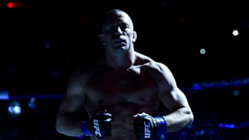 NEW YORK, NY - NOVEMBER 04: Georges St-Pierre of Canada enters the octagon before facing Michael Bisping of England in their UFC middleweight championship bout during the UFC 217 event inside Madison Square Garden on November 4, 2017 in New York City. (Photo by Brandon Magnus/Zuffa LLC/Zuffa LLC via Getty Images)